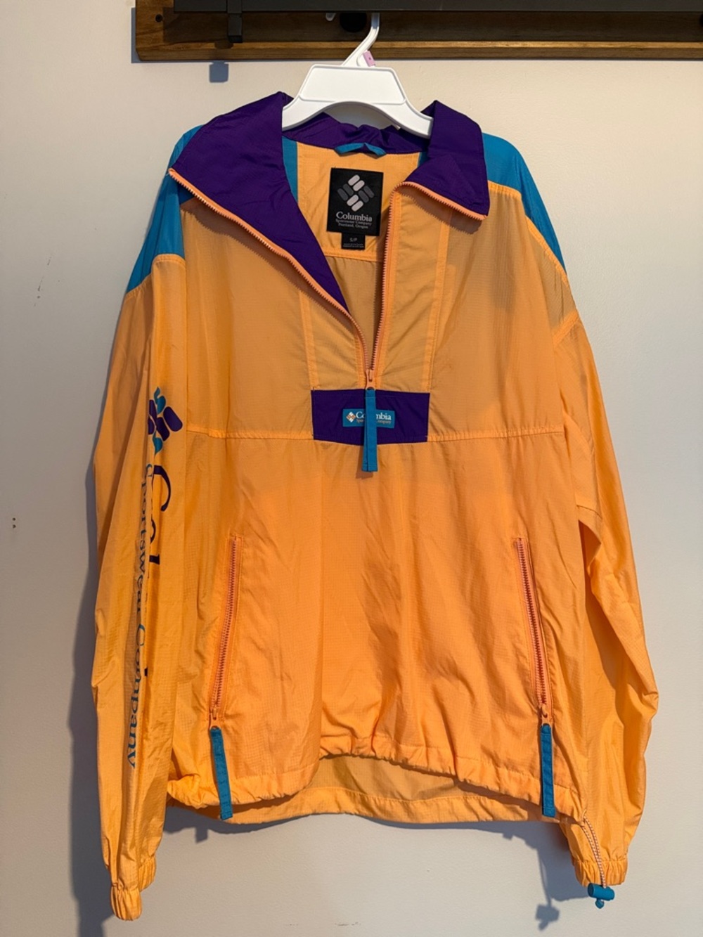 Columbia Orange, Teal & Purple Pullover Windbreaker